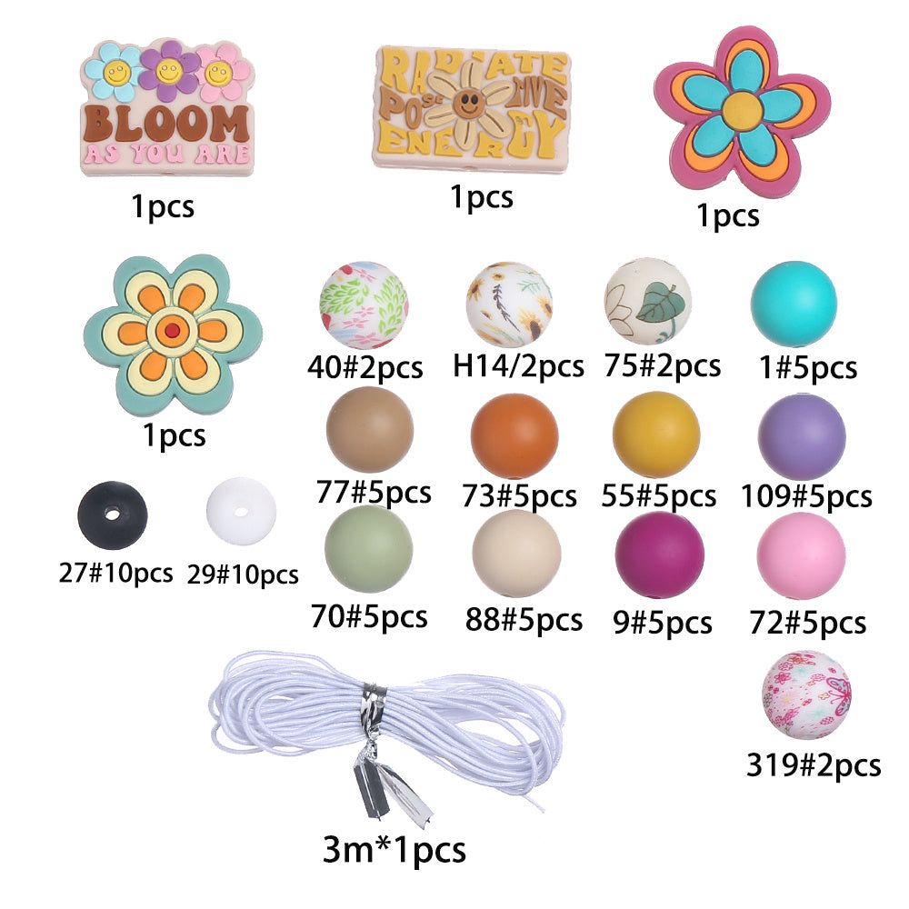 Mix Style Silicone Beads Set with Beading Pens