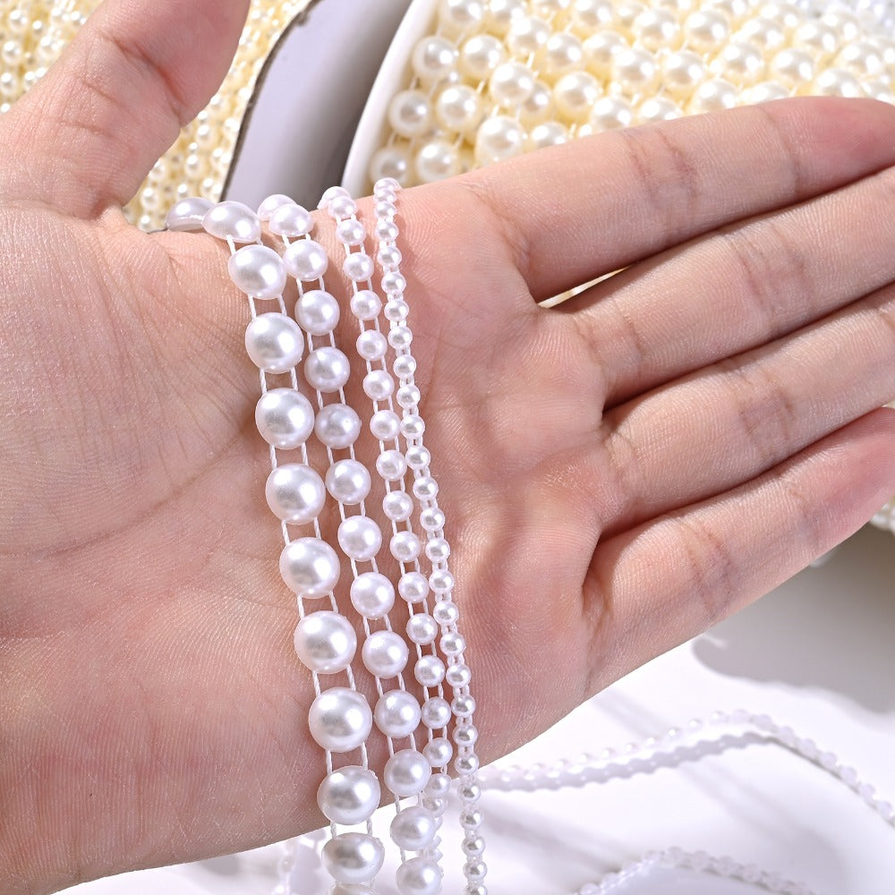 27m/roll 6mm Half Round Imitation Pearl Bead String