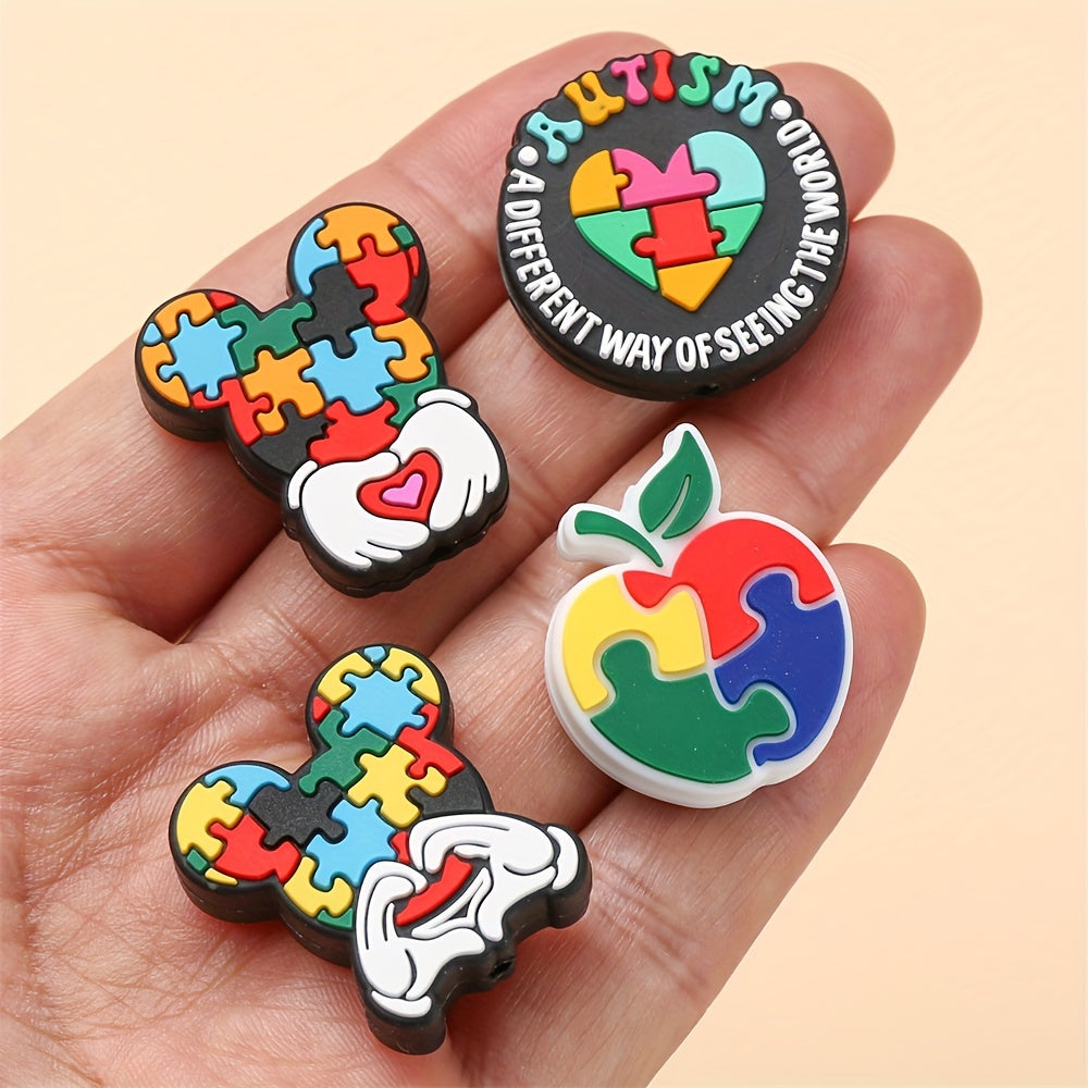 Puzzle Theme Silicone Beads