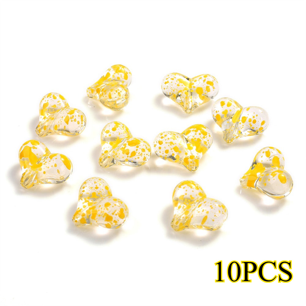 10pcs 17x21mm Starry Sky Heart Acrylic Beads