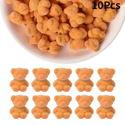 Flocked Bear Resin Beads