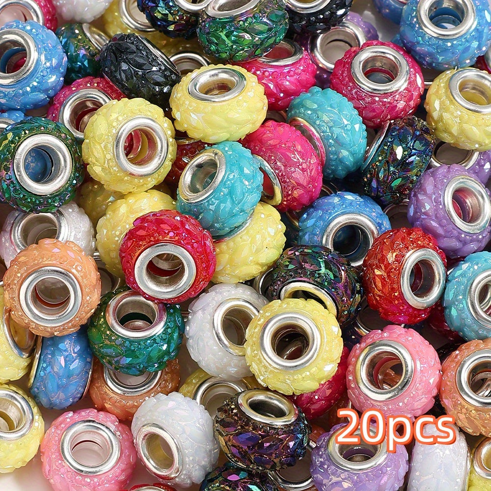 20pcs 14x8mm Resin Mixed Color Flat & Round Beads