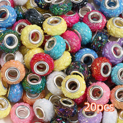 20pcs 14x8mm Resin Mixed Color Flat & Round Beads