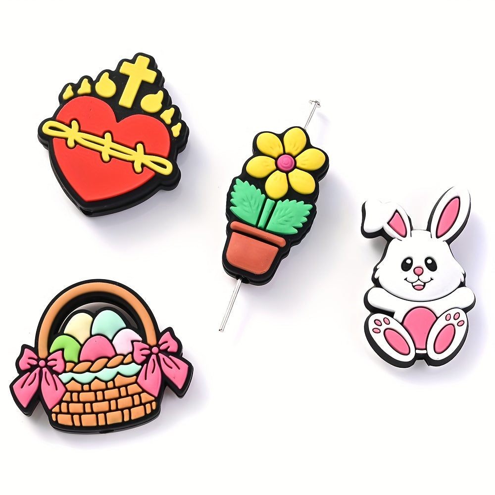 1/4PCS Rabbit Silicone Bead Set