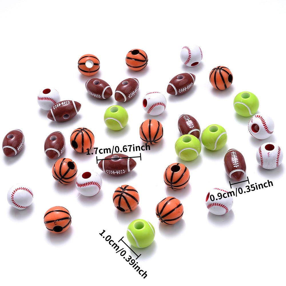 250pcs Sports Wooden Beads