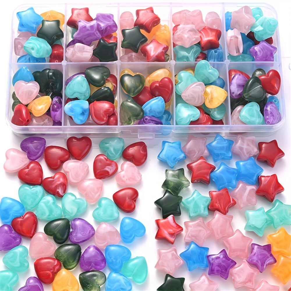 Stained Acrylic Star & Heart Beads