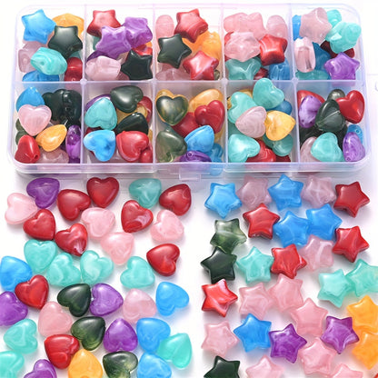 Stained Acrylic Star & Heart Beads