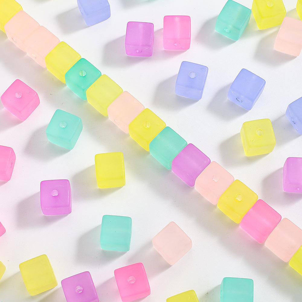 20pcs/lot Frosted Candy Color Acrylic Square Beads