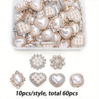 60pcs Acrylic Flatback Rhinestone Beads Set, No Hole Decorative Beads for DIY Jewelry Making