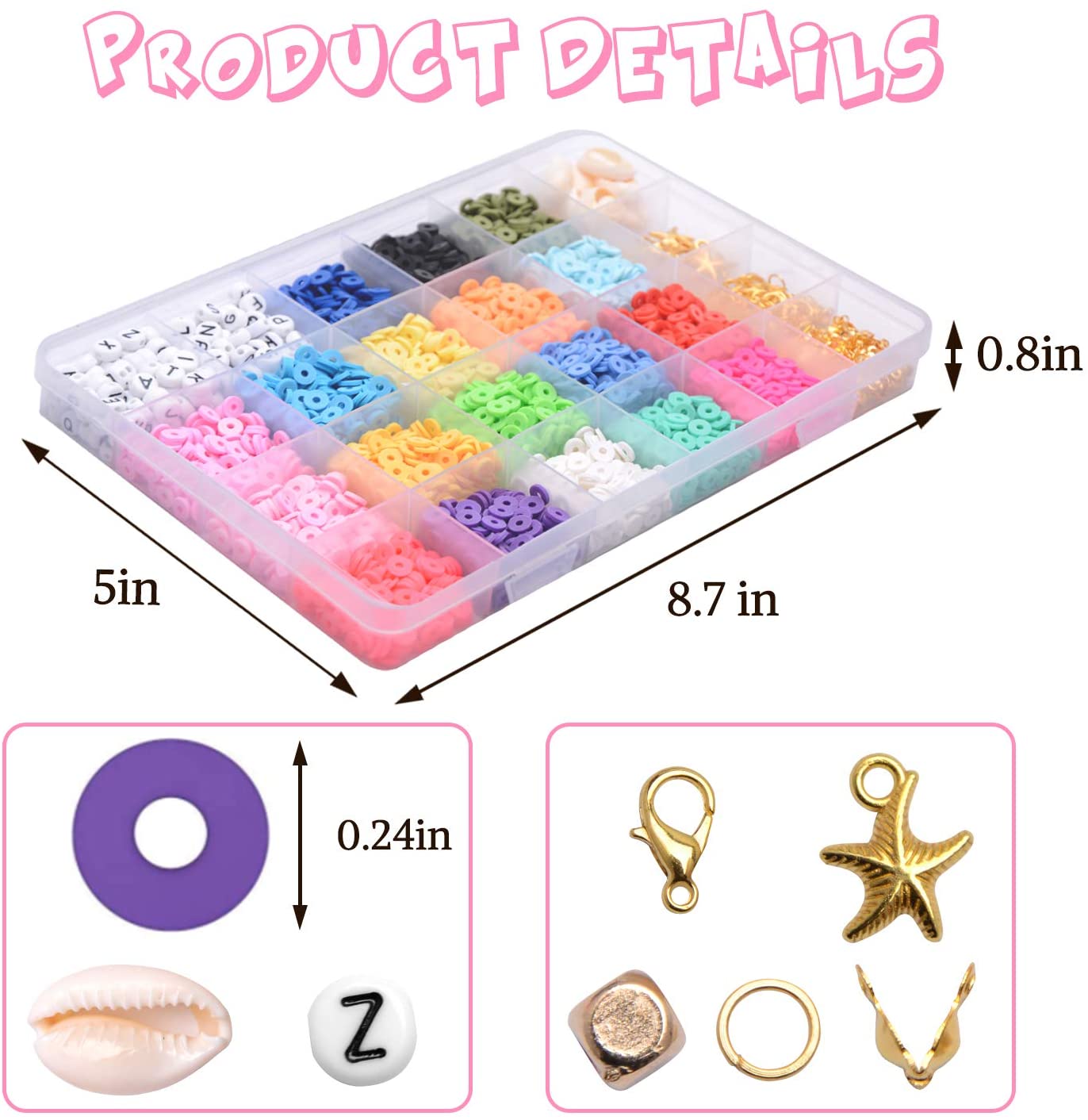 4800 6mm round clay spacer beads