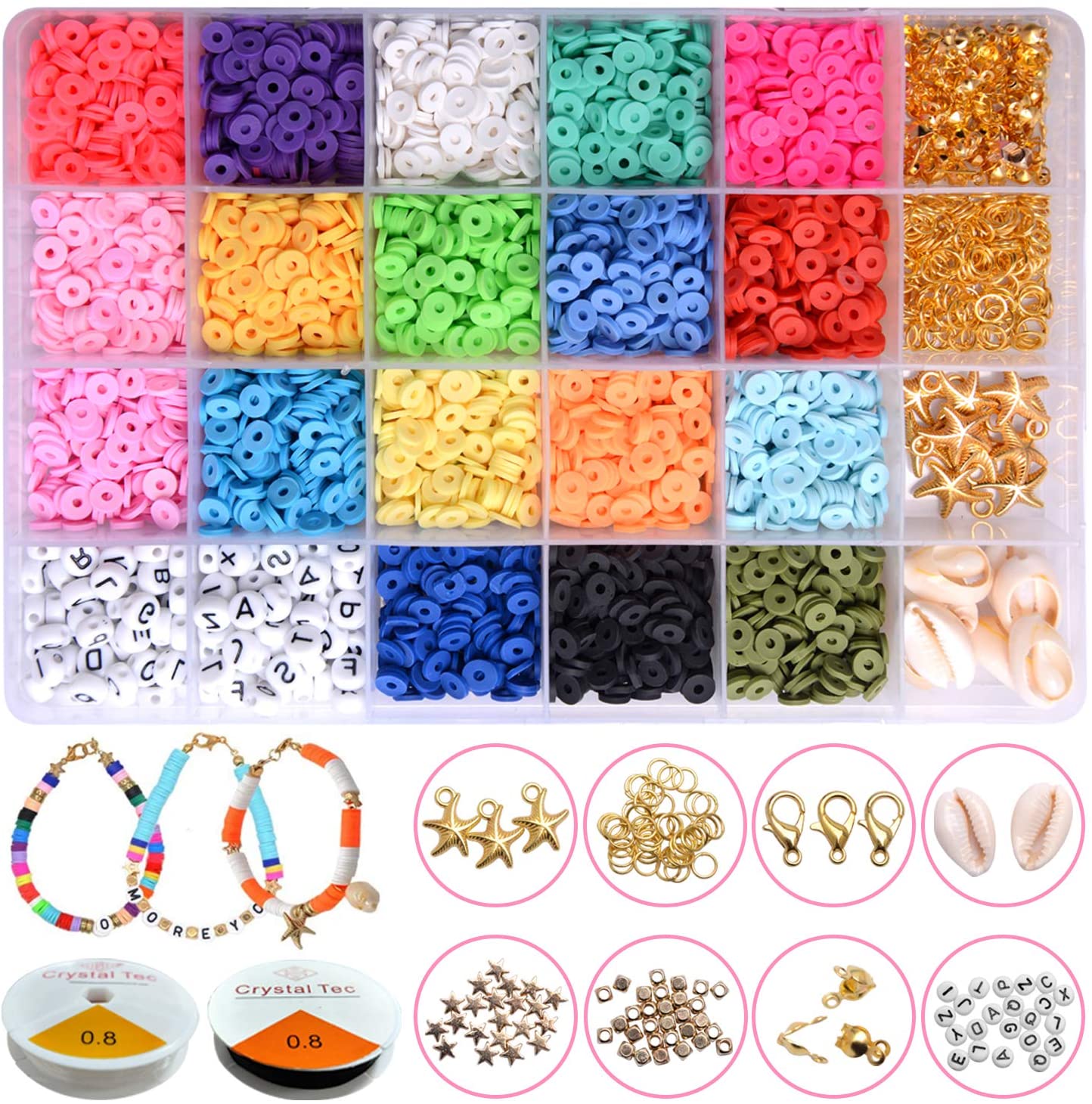 4800 6mm round clay spacer beads